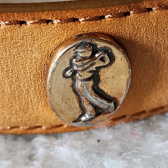 Western italian leather belt color brown size 38 - Picture 4 of 7